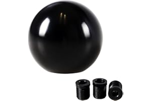 YIUIY Universal Round Ball Gear Shift Knob,Chrome Finish Aluminum Shifter Knobs with 3 Adapters Compatible with Manual and Automatic Transmission Car(Black)