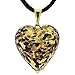 Glass Of Venice Murano Glass Heart Pendant - Black Gold Confetti