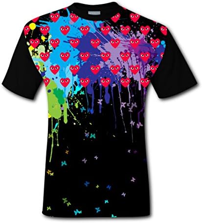 Fashion Comme-Des-Garcons Men 3D Printed Short Sleeve tees Round Neck T shirts M