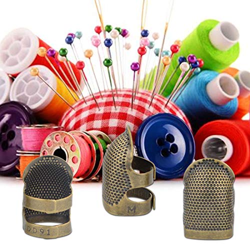 Yolyoo 6pcs Copper Finger Protector Adjustable Fingertip Thimble Sewing for Sewing Embroidery Needlework, Medium