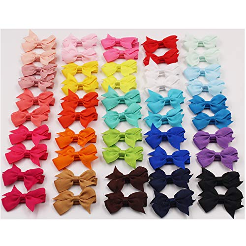 50PCS Hair Bows Clips for Fine Hair 2inch Tiny Grosgrain Ribbon Baby Bows Alligator Hair Clips Fully Lined for Infants Newborns Toddlers