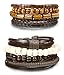 Jstyle 8-14 Pcs Braided Leather Bracelet for Men Women Wooden Beaded Bracelets Wrap Adjustable
