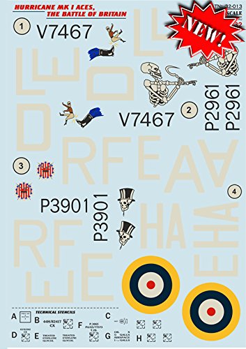 DECAL FOR HURRICANE MK.1 ACES. THE BATTLE OF BRITAIN 1/32 PRINT SCALE 32-013