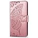 Galaxy S10 Plus Wallet Case, [Butterfly & Flower Embossed] PU Leather Wallet Flip Protective Phone Case Cover with Card Slots and Stand for Samsung Galaxy S10 Plus 6.4 inch 2019 (Rosegold)