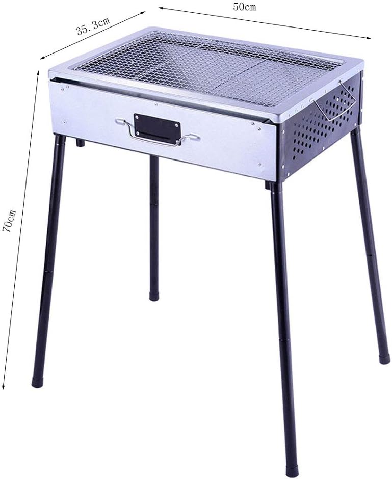 review ZJJ& Barbecue Grill Outdoor Portable Stainless Steel Charcoal Grill BBQ Folding Home Wild Barbecue Utensils