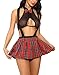 LeaLac Sexy Lingerie for Women School Girl Outfit Lingerie Cute Plaid Mini Skirt Set 659 Black XL
