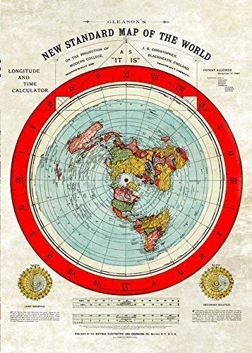 Flat Earth Map - Gleason's New Standard Map Of The World RESTORED, Large A1 poster (33.1 x 23.4")