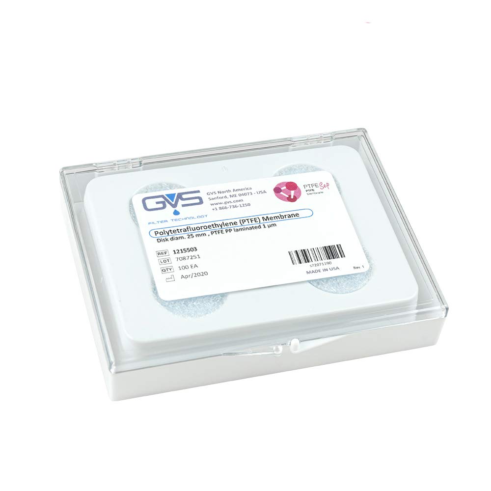 GVS Filter Technology Filter Disc, PTFE, 1.0µm, 25mm, 100/pk