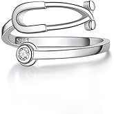 YLT Stethoscope Ring Sterling Silver Heartbeat Jewelry for Doctor Nurse Medical Student RN Nurse Gifts for Women