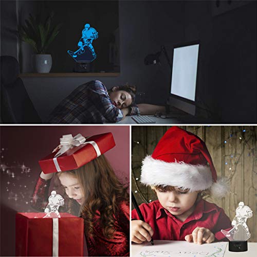 Ice Hockey Night Light 3D Illusion Lamp,Metplus Led Optical Lights 7 Colors Changing Touch Control USB Powered Table Desk Lamps for Home Kids Room Decor Boys Girls Christmas Birthday Gifts