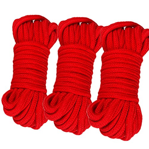 Moonight [Pack of 2/3/4] Long Soft Rope -32-Foot 10m,64-Foot 20m Soft Twisted Cotton Rope Utility Rope(2/3/4pc