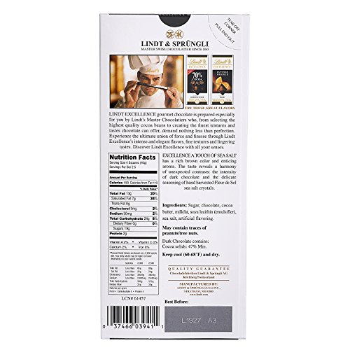 Lindt Excellence Sea Salt Chocolate Bar - Image 4