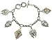 Elosee Sugar Skull Charm Worn Silver Toggle Bracelet