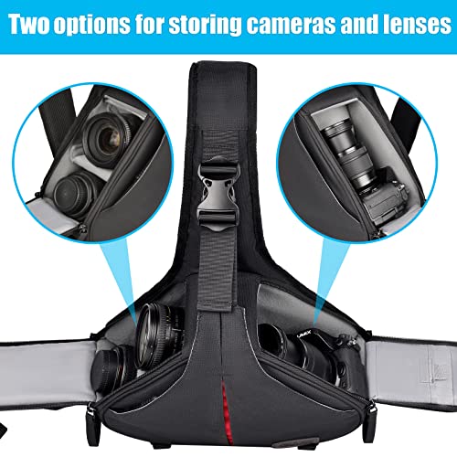 CADeN Camera Bag Sling Backpack Camera Case Waterproof with Rain Cover Tripod Holder, Compatible