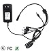 ZY Security Camera Power Adapter 12V 2A 100V-240V AC To DC 2.1x5.5mm w/ 4-Way Power Splitter Cable UL Listed FCC ROHS Camera Power Adapter-Fits Analog/AHD DVR/Camera, Security Camera Power