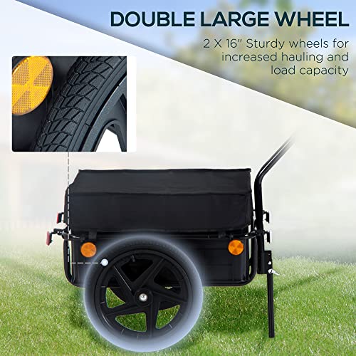 Aosom Bicycle Cargo Trailer with Removable Box and Waterproof Cover