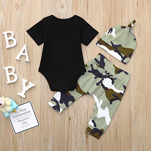 Little Story Baby Short Sleeve Alphabet Cartoon Camouflage Hakama Trousers Set Newborn Infant Baby Boy - Thumbnail 3