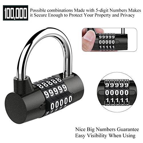YoungRich 5 Digit Combination Lock Padlock Set Waterproof Antirust