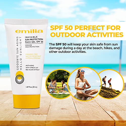 Emilia Invisible Sun Protection Face Gel Daily Facial Sunscreen With