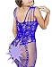 Buauty Body-stocking Plus Size Crotchless Lingerie For Women Babydoll Bodysuit,Blue,One Size