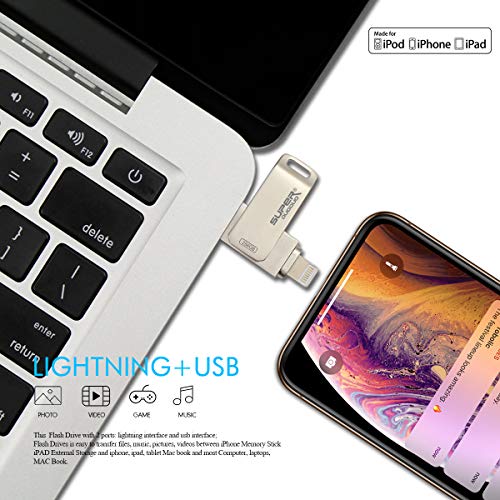 iPhone Flash Drive 256GB USB 3.0, iOS Photo Stick for iPhone iPad, Touch ID Encryption, Compatible iPhone X XR XS 6 6S 7 7S 8 8S iPad iOS Mac Windows