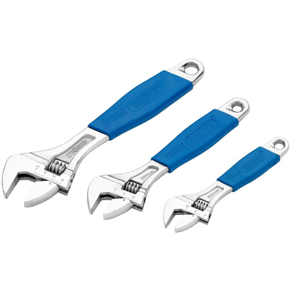 Draper 88598 3-Piece Soft-Grip Adjustable Wrench Set , Blue