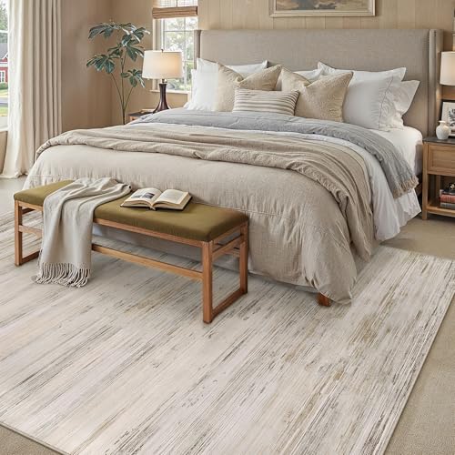 PureCozy Carpet Living Room 200 x 300 cm Bedroom Rug Living Room Beige Rugs Non-Slip Washable Washing Machine Modern Abstract Carpet, Bedroom, Dining Room, Foot, Bed, Rug Short Pelo Large Carpet