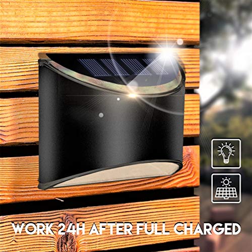 LeiDrail Solar Step Lights Outdoor Deck Fence Stair Warm Light Sun Powered LED Illuminated Landscape Lighting Waterproof for House Yard Garden Post Black - 4 Pack - Thumbnail 3