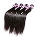 Perstar 8A Grade Brazilian Virgin Hair Straight Remy Hair 4 Bundles Remy Human Hair Weaves Natural Black (22 24 26 28, Natural Color)