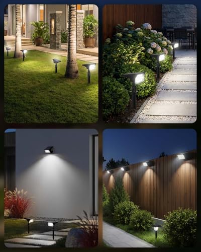 4 x Outdoor Solar Light with Motion Sensor, 40 LED 6000 K, 3 Modes, Solar Light Outdoor, 2 Installation Modes, IP44 Waterproof for Pathway, Lawn, Patio, Dusk at Dawn Function