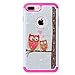 iPhone 7 Plus Case, SGM Hybrid Gel Rhinestone Bling Armor Defender Case For Apple iPhone 7 Plus (Hot Pink (Owl))