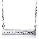 APOTIE Sterling Silver Urn Necklace Holds Two - S925 Bar Cremation Pendant Jewelry for Ashes Forever in My Heart Memorial Keepsakes Gifts Women