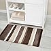 mDesign Soft Microfiber Polyester Spa Rugs for Bathroom Vanity, Tub/Shower - Water Absorbent, Machine Washable - Plush Non-Slip Rectangular Accent Rug Mat - Striped Design, Set of 3 Sizes - Brown