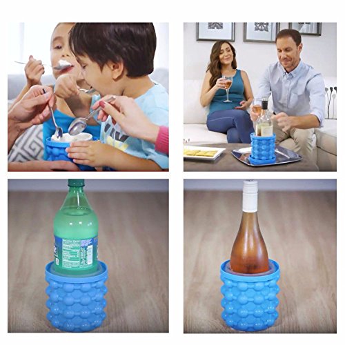 Ice Cube Maker Genie Silicone Ice Bucket The Revolutionary Space Saving Ice Cube Trays Molds with Lid Ice Ball Maker For Chilling Burbon Whiskey,Cocktail,Beverages and More