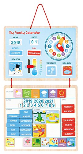 Lelin Wooden My Family Calendar Magnetic Weather Board Wall Mount Children S Educational Toy Teach Your Child Time Date Week Month Year Weather Seasons And Holidays Buy Online In United Arab Emirates