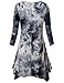 Swing Tunic,Cestyle Women's 3/4 Sleeve Round Neck Handkerchief Hem Vintage Flowy Tie Dye Trapeze Plus Size Tops Shirt XX-Large Black