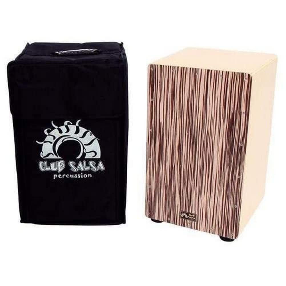 PURE GEWA CLUB SALSA F830112 Cajon with Tuning Key for String Adjustment, Bag, Handle and Rucksack Straps