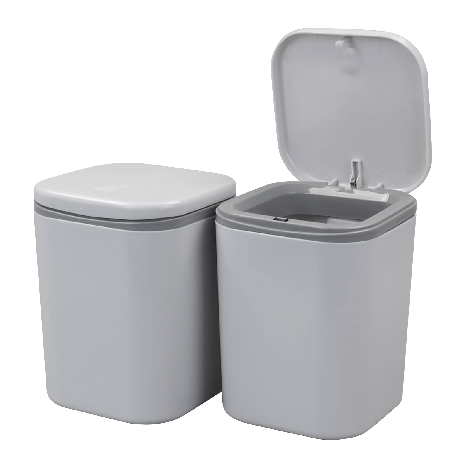Dynko 2-pack Plastic Desktop Garbage Bin, Mini Trash Can (Grey)
