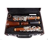 Yinfente Intermediate B-Flat Clarinet Rosewood wood Body Silver Plate Bb Key 17 key Case + Reeds + Pads