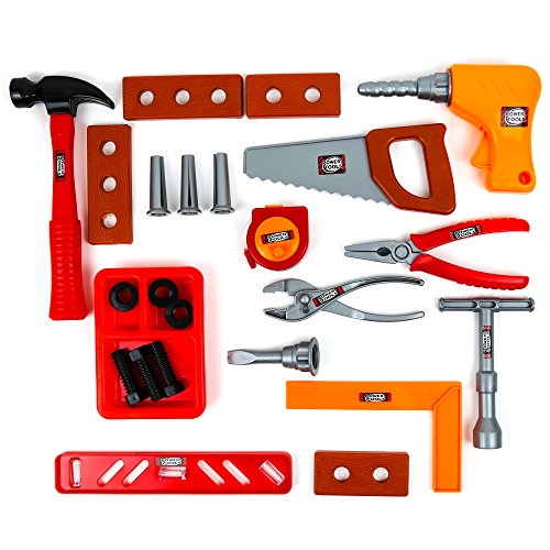 Toysery 24 Pieces Complete Kids Toy Tools Set Fun Tool Box Kit For