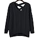 Huiyuzhi Womens Criss Cross Backless Knitted Loose Sweater (One Size, Black)