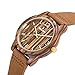 Sentai Natural Wood Watch, Genuine Leather Strap, Handmade Quartz Watches, Zebra Wood Men's Women's Wrist Watch
