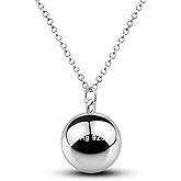 Dankadi 925 Sterling Silver Harmony Ball Necklace Brilliant Chime Bola 20MM Pendant Choker 18" 20" 22" 24" 26" Beads & O-Chain Women Jewelry Gifts For Pet Cats & Dogs (O-chain, 20 inch)