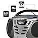 KORAMZI Portable CD Boombox with AM/FM Radio,AUX in,Top Loading CD Player,Telescopic Antenna, LCD Display for Indoor & Outdoor,Offices,Home,Restaurants,Picnics,School, Camping (Black/Silver) CD55-BKSthumb 2