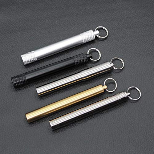 PPFISH Pocket Toothpick Holder keychain - Waterproof Aluminium Alloy Toothpick Box Container & Titanium Toothpick Ultralight Travel Kits (Black Aluminum + TI)