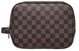 Rita Messi Luxury Checkered Make Up Bag Leather Cosmetic Toiletry Travel Bag (Victoria)