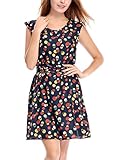 Allegra K Women's Round Neck Sleeveless A-Line Chiffon Dress