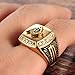 PMTIER Men's Cubic Zirconia Masonic Freemason Gold and Black Plated Stainless Steel Rings Size 11