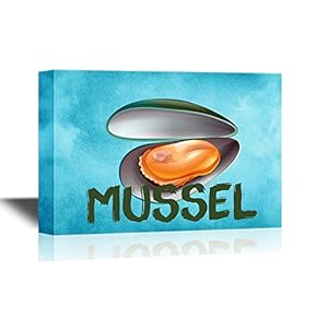 Seafood Canvas Wall Art - Mussel - Gallery Wrap Modern Home Art | Ready to Hang - 12x18 inches