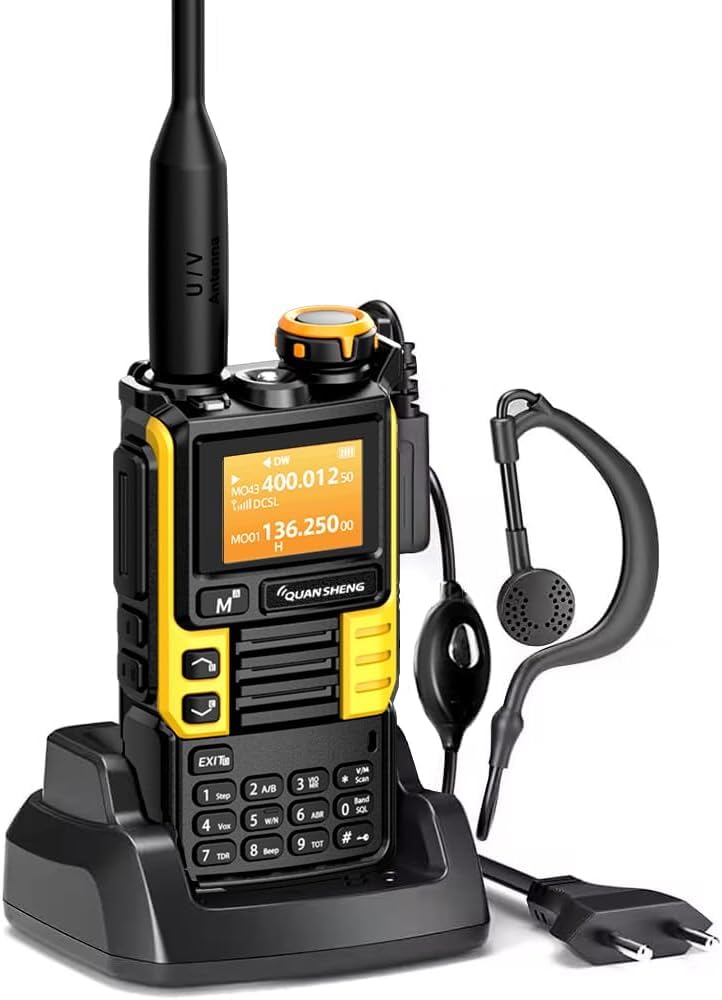 Quansheng UVK5(99) AM/FM/DTMF Walkie-Talkie 200CH 20-1000MHZ Walkie-Talkie NOAA Weather Forecast with Flash Copy Frequency Tpye-C LCD Display for Hiking Camping Travel Two-Way Radio (Yellow)